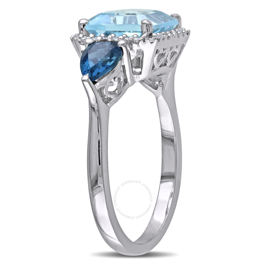 Size 7 West Coast Jewelry Sterling Silver Blue Topaz and Diamond Ring Size 7 West Coast Jewelry Sterling Silver Blue Topaz and Diamond Ring